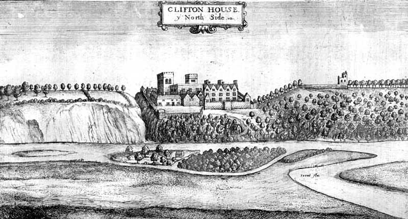 View of Clifton Hall and church fom the West c1676